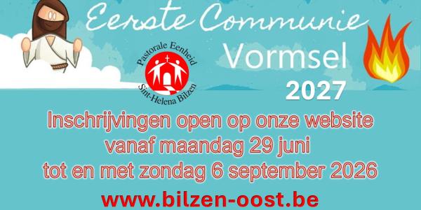 Inschrijvingen eerste communie en Vormsel in 2027