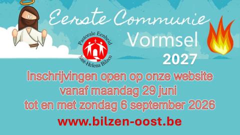 Inschrijvingen eerste communie en Vormsel in 2027